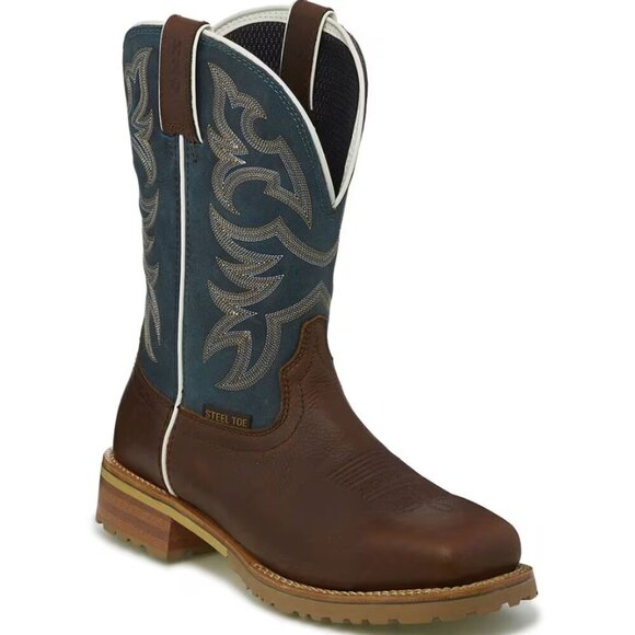 Justin Original Men's Marshal Waterproof Steel Square Toe Safety Boots - Picture 1 of 11